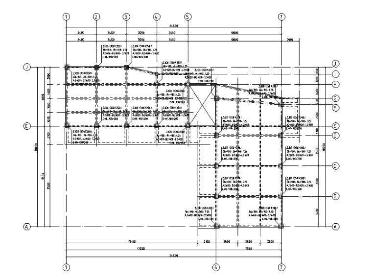 校室及宿舍楼框架结构加固改造施工图2016-首层及二层柱加固平面图