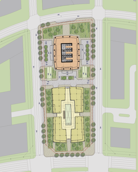 [北京]绿地集团超高层办公商务中心规划设计（含模型、CAD文件）-627地块方案一首层平面图