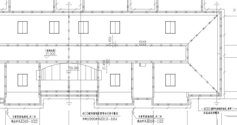 某阁楼弱电平面图-屋顶防雷接地