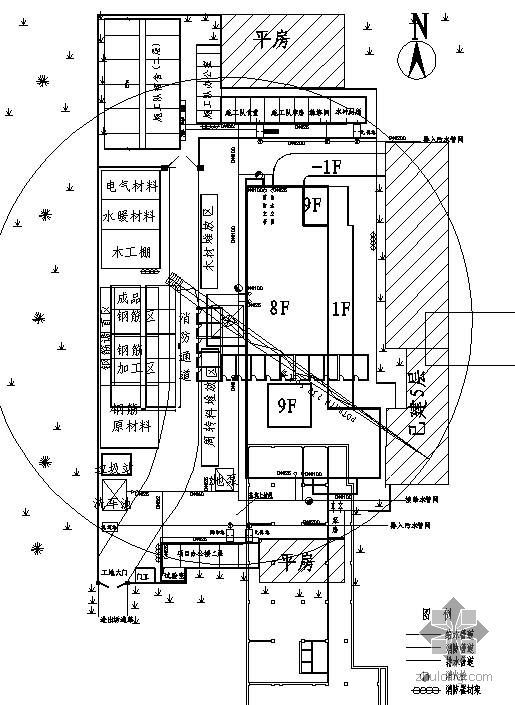 隧道施工临时用电平面图资料下载-某办公楼施工现场临时用水用电平面图