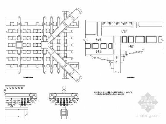 CAD古建筑设计图纸资料下载-古建筑牌楼角科斗拱图纸