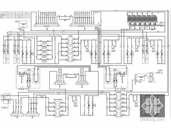 [北京]科研建筑空调通风排烟加压送风系统设计施工图（含机房图）-制冷空调热力系统原理图