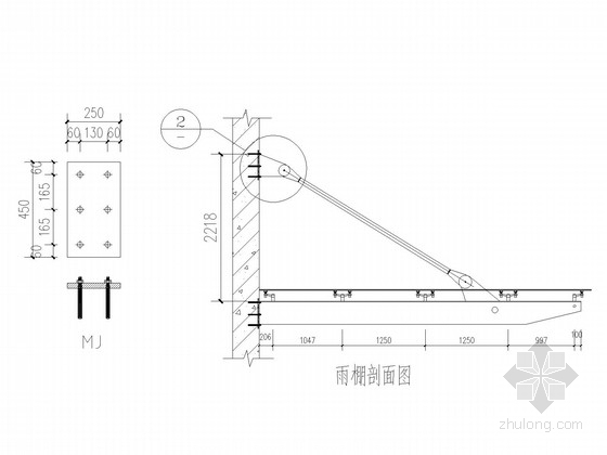 发一全套点玻幕墙图资料下载-点玻式雨篷结构施工图