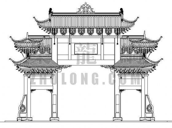 牌楼施工图纸资料下载-古典牌坊施工图