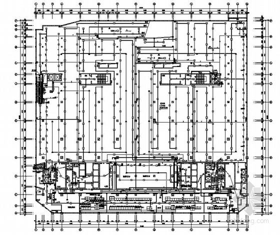 商业裙房建筑cad平面资料下载-某高层裙房火灾报警平面图