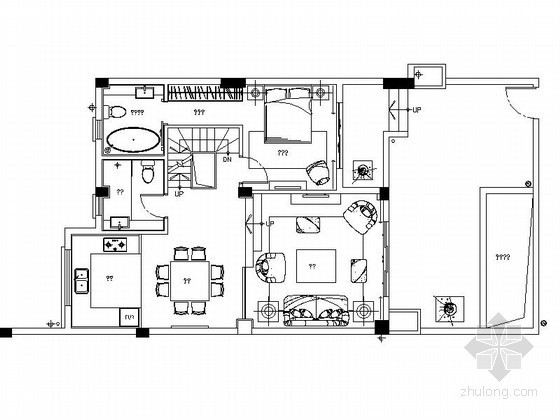 办公室内装修天正效果资料下载-现代古典双层别墅室内装修图（含效果）