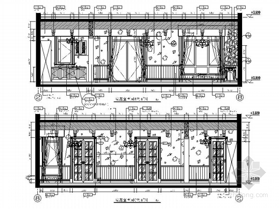 精品豪华法式乡村风格两层别墅室内装修施工图（含软装方案）西厨立面图
