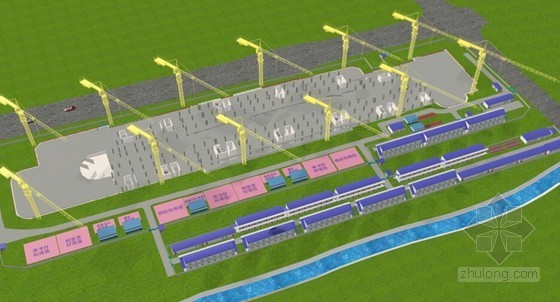 [河南]图书馆工程BIM技术应用总结（附图）-施工现场平面布置BIM图 