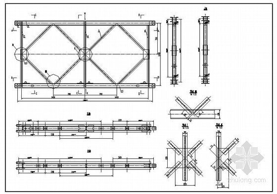 贝雷梁桥墩CAD图资料下载-某贝雷梁桁架节点构造详图