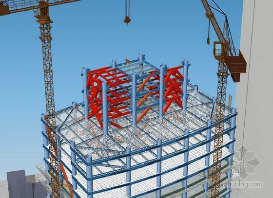 [福建]超高层商业中心工程施工组织设计（798页 附流程图）-核心筒两端钢构框架连接 