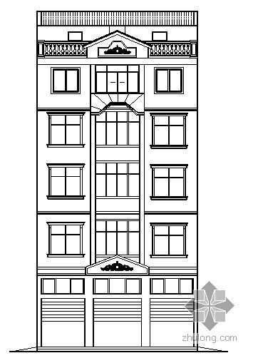 小型建筑方案施工图资料下载-某五层小型商住楼建筑施工图