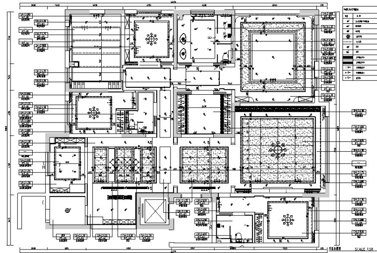 简约风格四居室样板房设计施工图（附效果图）-天花布置图