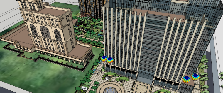会成及商业广场建筑景观方案设计（SU模型）-场景一