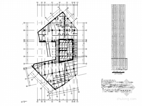 [广东]40层钢管混凝土框架-核心筒结构国际大厦结构施工图（含建施，540张）-五层板配筋图