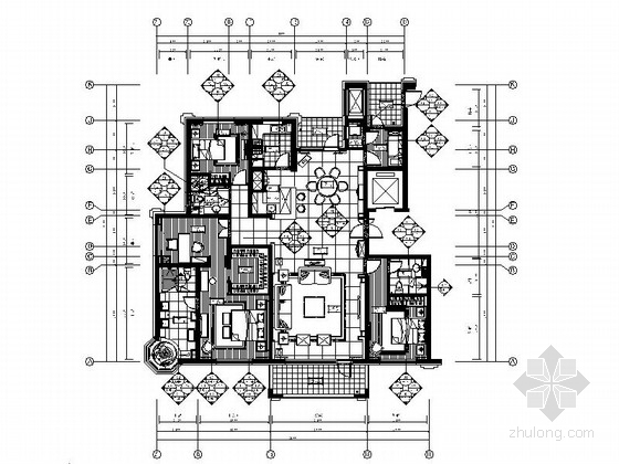 cad卫浴家具资料下载-[辽宁]混搭风格四居室样板房CAD施工图（含方案）