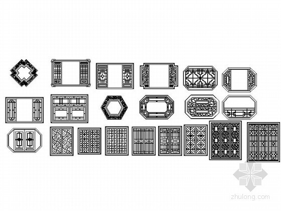 图块下载中式资料下载-中式木隔窗CAD图块下载