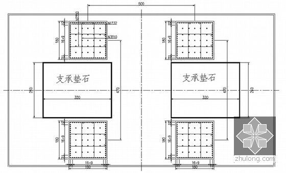 [四川]特大桥(74+136+74)m连续梁挂篮悬浇法专项施工方案及计算书183页-临时支座平面布置图