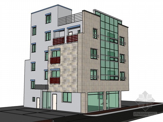 内走廊式公寓建筑资料下载-公寓式建筑SketchUp模型下载