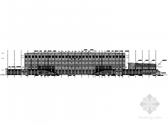 [北京]三层体育馆建筑设计方案图（含商业）-三层体育馆建筑立面图