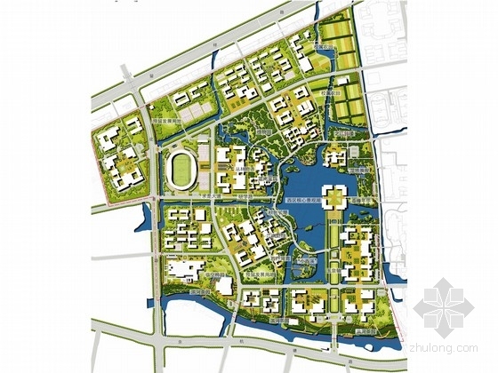校园景观手绘案例资料下载-[浙江]江南湖校园新区景观设计规划方案