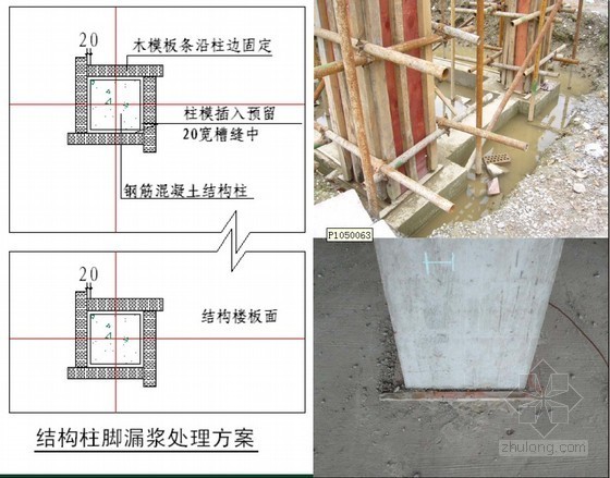 建筑工程标准施工工艺工法参考节点（2012版，节点图丰富）-结构柱脚漏浆处理方案 