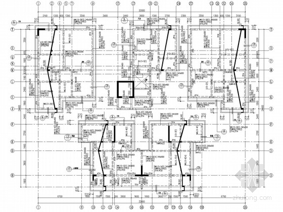 12层异形柱框剪住宅结构施工图-屋面梁结构平面图 