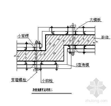 木工支模的关键节点资料下载-北京某住宅项目异型角模节点详图二