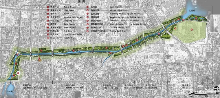 水上景观节点平面图资料下载-北京某水上景观走廊总平面图