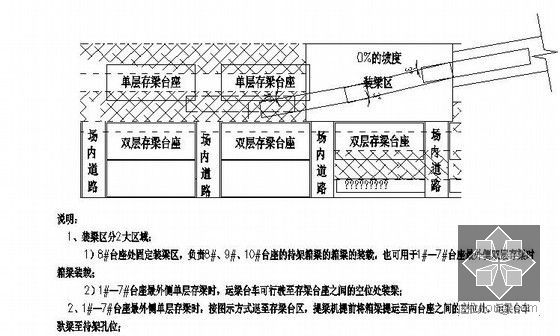 [江苏]跨江大桥箱梁架设施工组织设计53页（附CAD图）-运梁台车存梁区提梁平面路线图