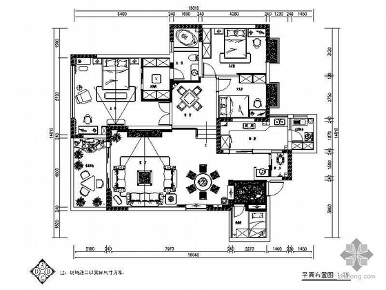 三居室的施工计划资料下载-欧式三居室精装施工图