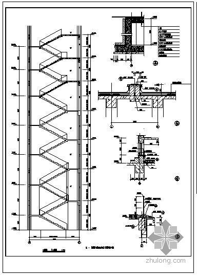 建筑CAD楼梯详图资料下载-某楼梯建筑施工节点构造详图