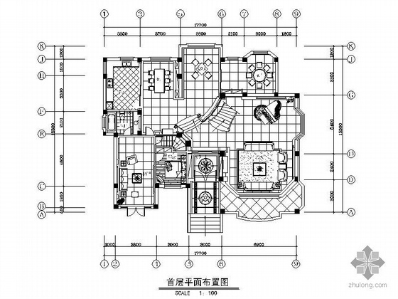 电梯别墅设计装修图资料下载-[江苏]三层豪华别墅设计装修图