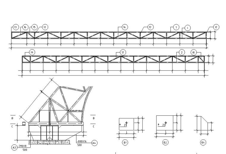 30m桁架设计资料下载-25套屋盖钢桁架结构详图设计