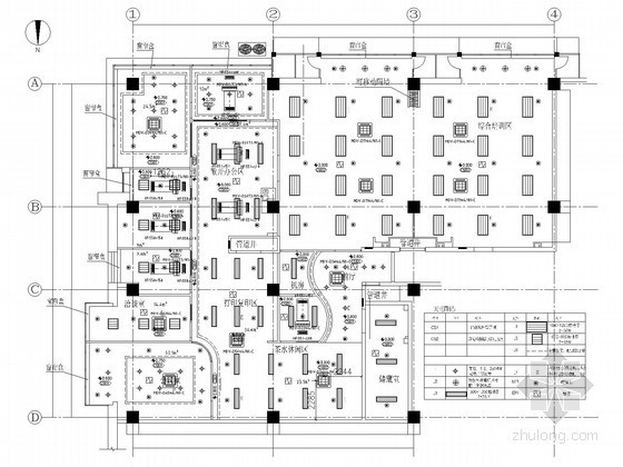 [北京]小型宾馆暖通空调系统设计施工图（含装修设计）-综合天花布置图 