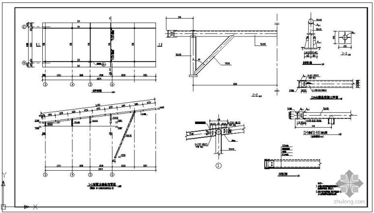 屋面节点构造图资料下载-某钢管斜屋面施工节点构造详图