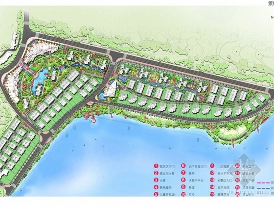 居住区总平面设计资料下载-[岳阳]现代自然风格滨水居住区景观规划设计方案