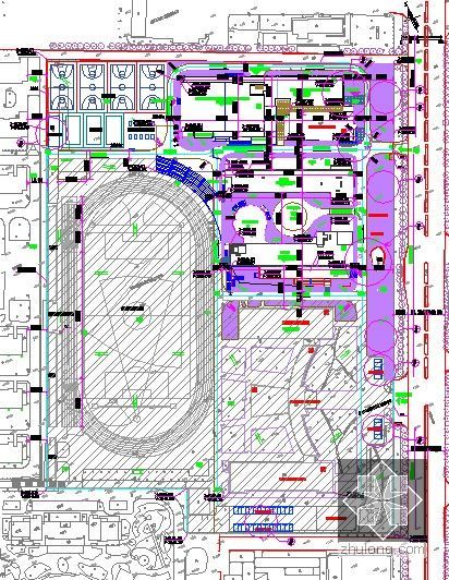 [山东]2014年中学新建综合楼和餐厅及操场修缮工程预算书(附施工图纸)-总平面图