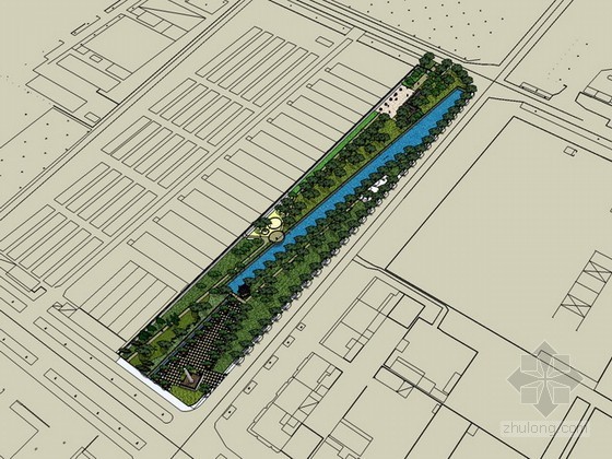 中国大学的绿地景观资料下载-某公园绿地景观sketchup模型下载