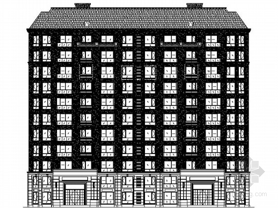 板式高层住宅施工图资料下载-[江苏]某小区十二层板式新古典风格高层住宅建筑施工图