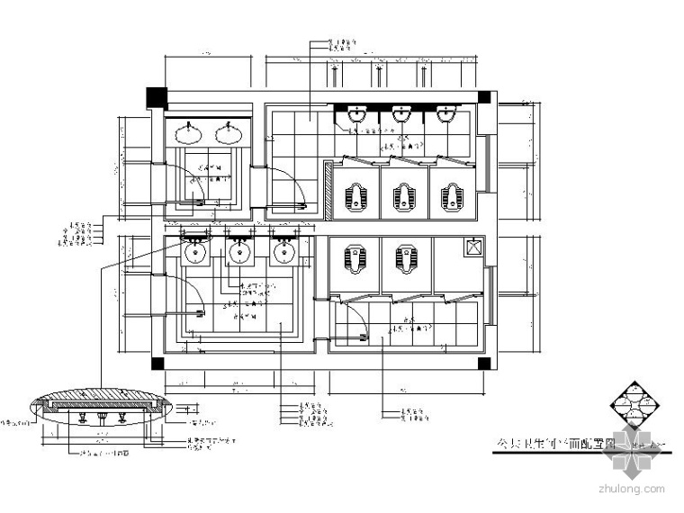 公共卫生间CAD图纸设计资料下载-某酒店公共卫生间装修图