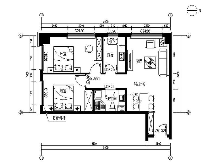 室内设计展板模板现代简约资料下载-[北京]现代简约温馨住宅室内设计施工图