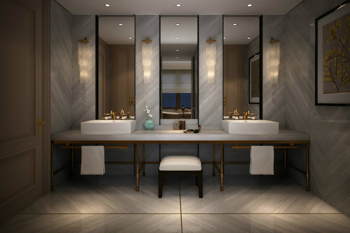 现代东南亚风格小户型卫浴间装修效果图
