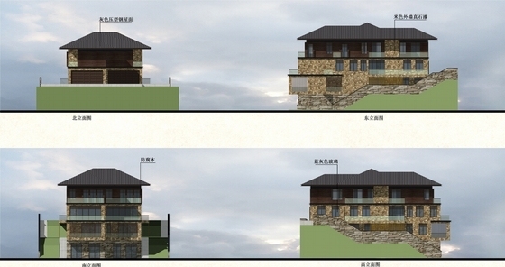 [合集]5套大型多层山地酒店建筑设计方案文本-5套大型多层山地酒店建筑立面图