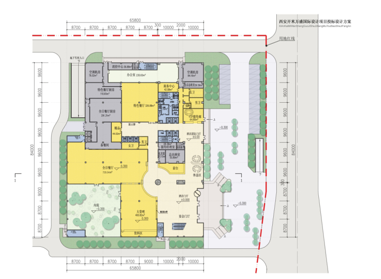 [西安]方形体量塔式办公楼建筑设计方案文本（含空中花园）-方形体量塔式办公楼建筑平面图