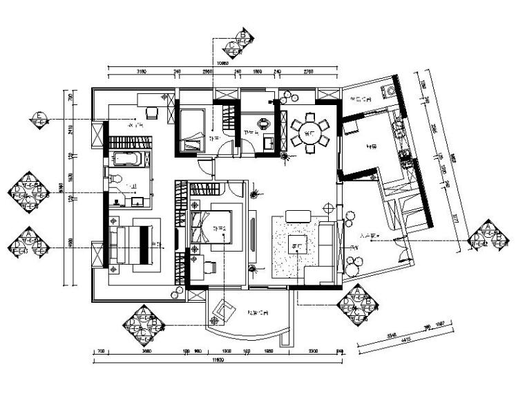 繁复华美元素住宅资料下载-[广东]现代古典元素住宅设计施工图（含效果图）