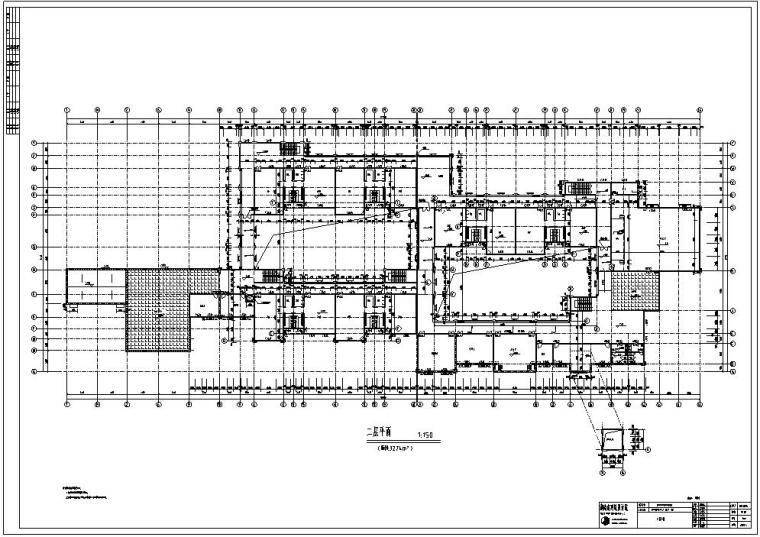 [湖南]十六班知名地产幼儿园建筑设计（施工图CAD）-十六班知名地产幼儿园建筑设计二层平面图