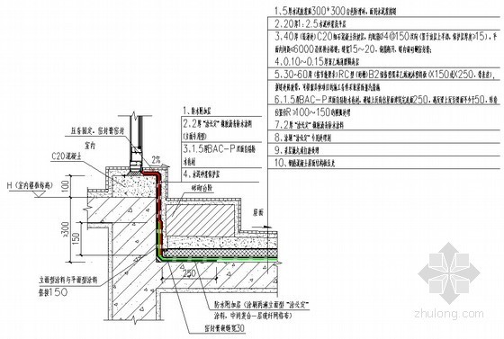 建筑工程屋面及地下室顶板细部节点做法-屋面出入口1（涂料+卷材做法） 