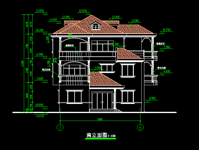 三层别墅图下载资料下载-三层别墅扩出图带结构.模型