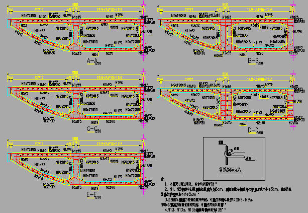 136m下承式拱桥主桥及2x35+30m现浇连续箱梁引桥跨河大桥设计图纸250张CAD-2x35+30m现浇连续箱梁钢筋构造图