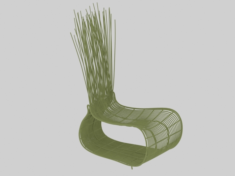 vray手工模型渲染资料下载-手工藤编椅子3D模型下载